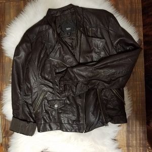 Dark brown mossimo faux leather moto jacket